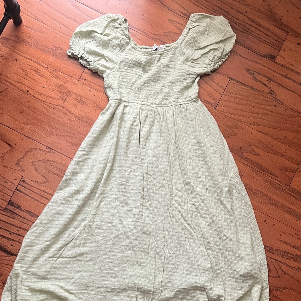 Hayden Light Sage Puff-Sleeve Midi